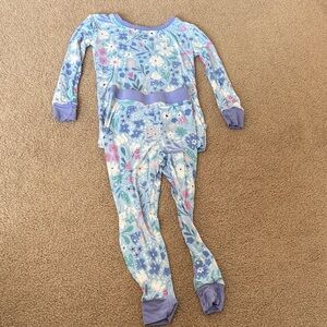 Little Sleepies Floral Footie Pajamas - Blue and Pink